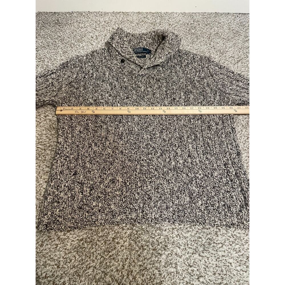 Polo Ralph Lauren Linen Blend Shawl Collar Heavy Knit Sweater Men's Large Preppy - Picture 5 of 7